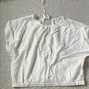 Madewell Linen Tie Back Bubble Hem Shirt.